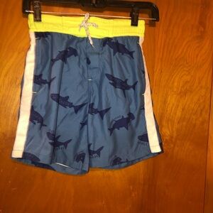 boden boys shark swim trunks board shorts 9/10Y